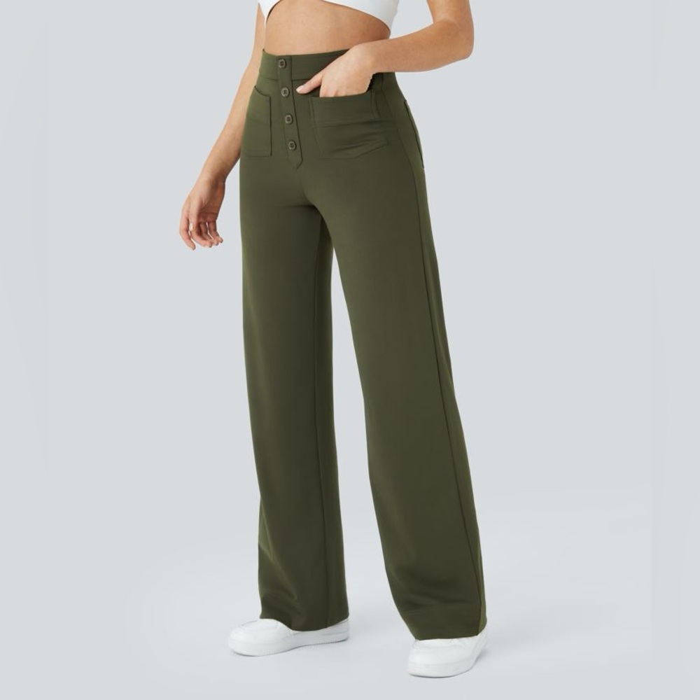 HALARA 4 Button 4 Pocket High Rise Green BBL Pants Women's XLT XL Tall NWT